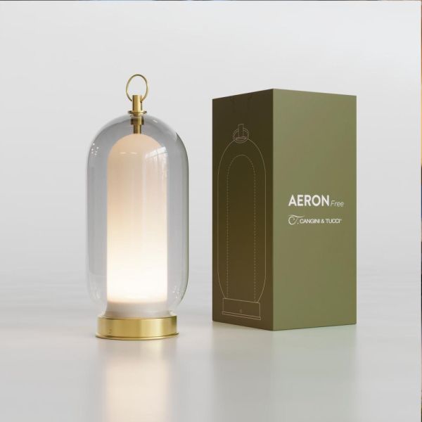 Cangini & Tucci Aeron Free Akkuleuchte – Mundgeblasenes Glas & Gold Satin